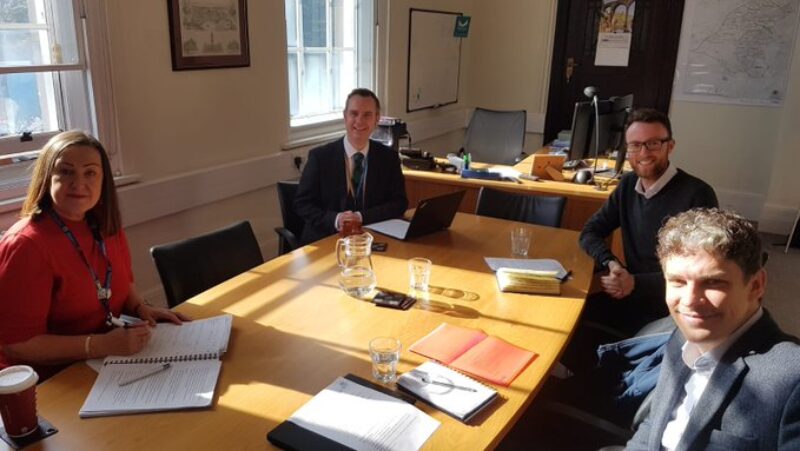 Cllrs Tom Ross and Jane Slater pictured with Matt and Morgan from Marie Curie.