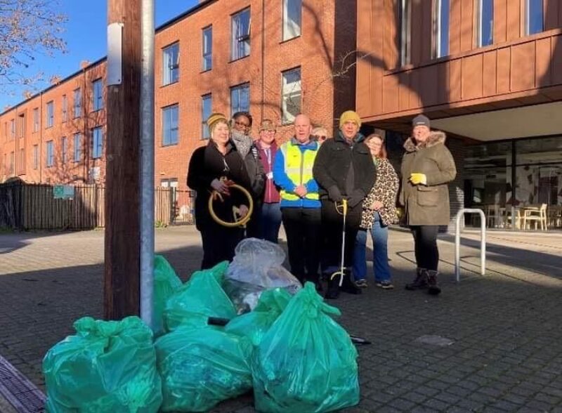 Cllrs Sophie Taylor Waseem Hassan and Emma Hirst supporting a recent litter-pick in Old Trafford. 