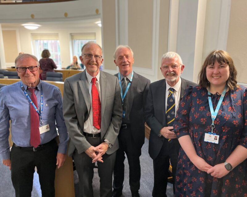 From left, Cllr Dave Acton, Laurence Walsh, Cllr George Devil, Patrick Myers and Cllr Fianna Hornby, pictured during the conferment of Honorary Alderman.