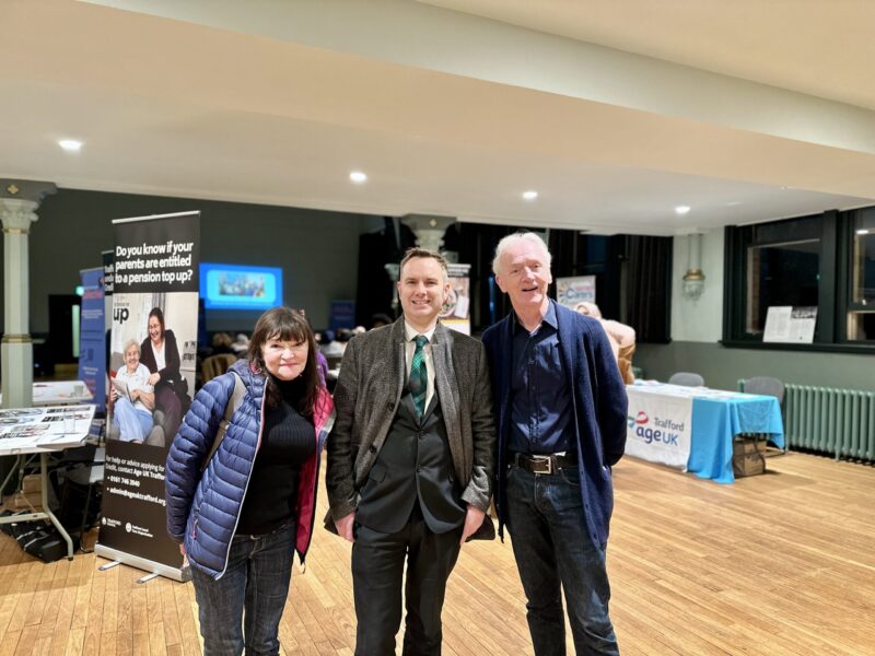 Tom, Rose Thompson and George Devlin at the Trafford Community Collective AGM
